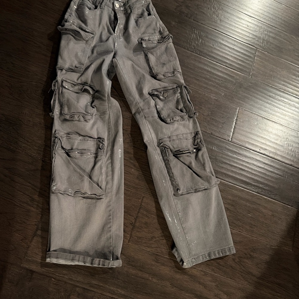 Fashion Nova Women's Charcoal Cargo Jeans